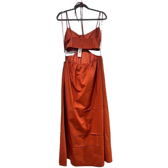 ASTR The Label Cutout Poplin Maxi Dress Brown Size Medium - Picture 7 of 10